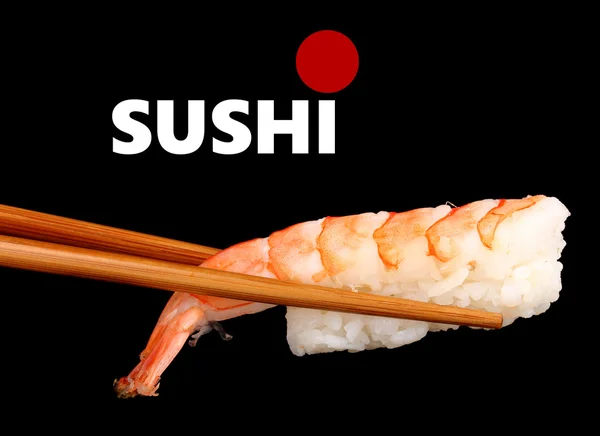 Delicioso sushi isolado em preto com espaço para o seu texto — Fotografia de Stock