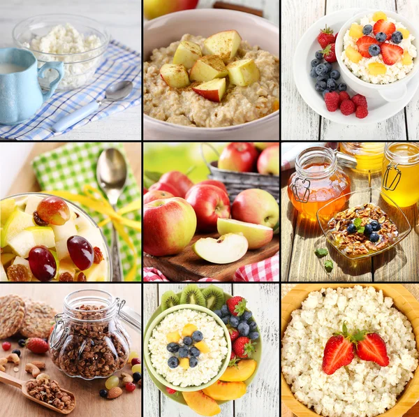 Healthy dishes and products in collage — Stock Photo, Image