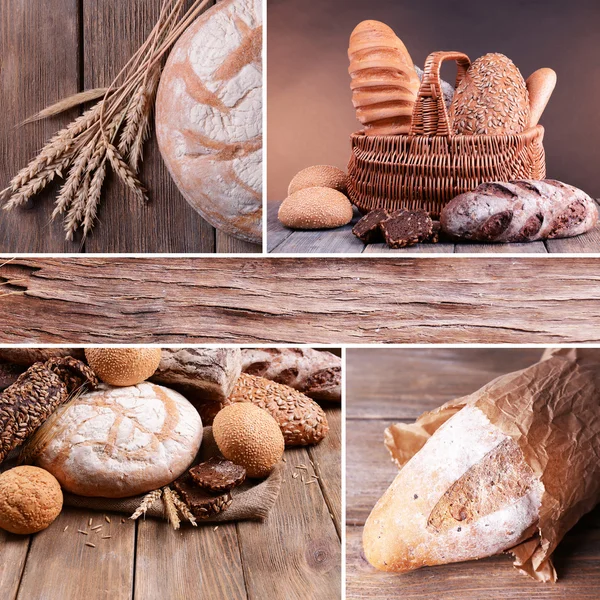 Tarwe en brood collage — Stockfoto