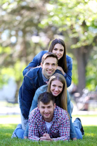 Glückliche Freunde im Park — Stockfoto