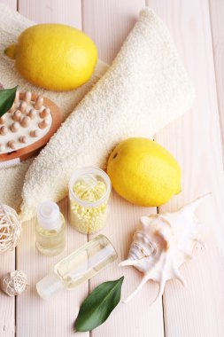 Spa natürmort ahşap plakalar arka plan üzerinde