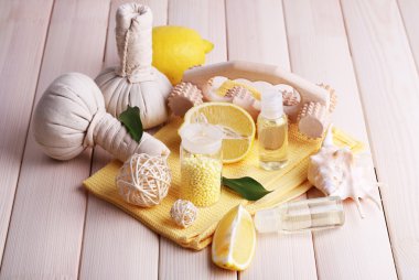 Spa natürmort ahşap plakalar arka plan üzerinde