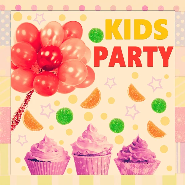 Kolorowe dzieci Party plakat — Zdjęcie stockowe