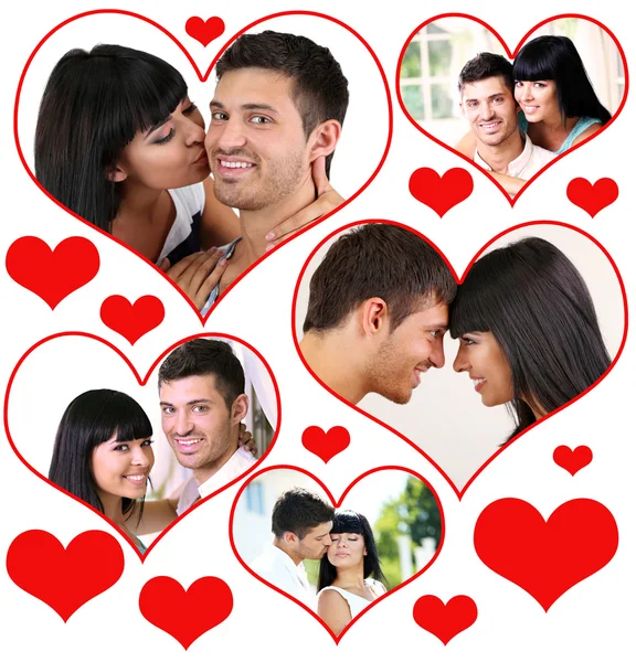 Happy liefdevolle paar portretten in collage — Stockfoto