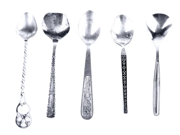 Metal spoons isolated on white — Stock Photo, Image