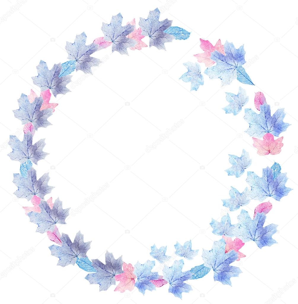 Delicate colored leaves shaped as frame with space for your text