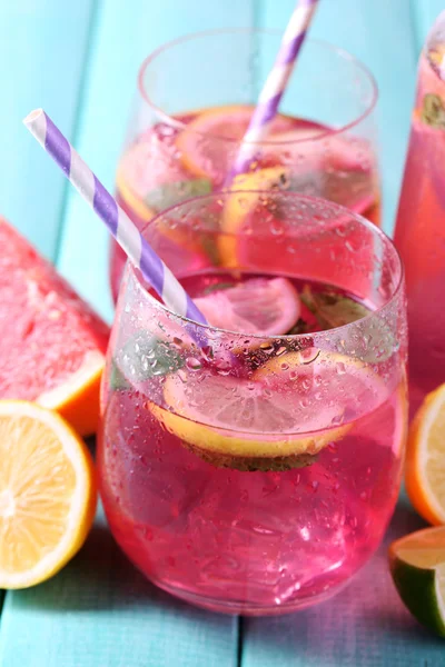 Pink lemonade in glasses — Stock Photo, Image