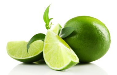 Yeşil beyaz izole yaprakları ile Sulu kireç