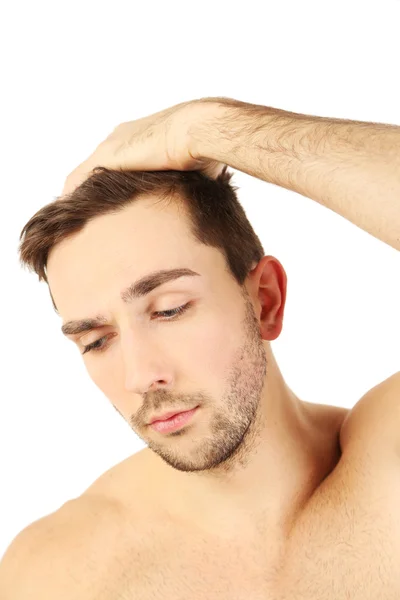 Beau jeune homme isolé sur blanc — Photo