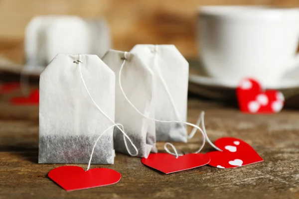 Teabag Etiketler şeklinde kalp — Stok fotoğraf