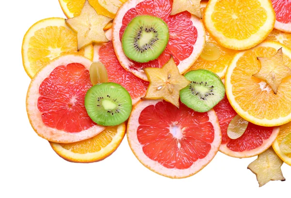 Frutas en rodajas aisladas en blanco — Foto de Stock