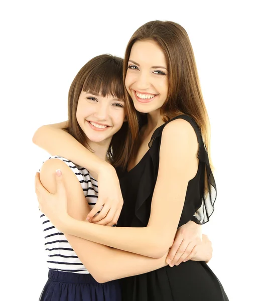 Duas meninas bonitas isoladas no branco — Fotografia de Stock