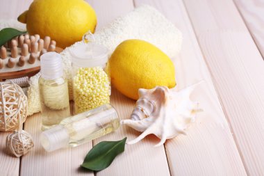 Spa natürmort ahşap plakalar arka plan üzerinde