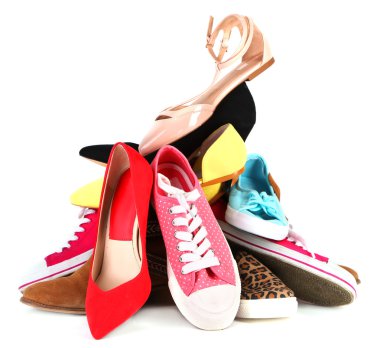 yığın çeşitli kadın ayakkabı