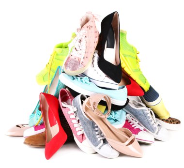 yığın çeşitli kadın ayakkabı