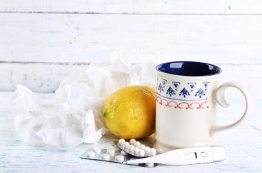 çay soğuk algınlığı, hap ve mendiller için