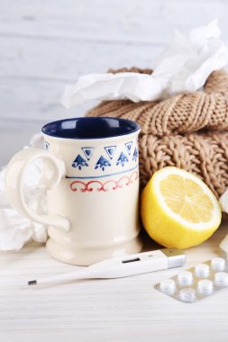 çay soğuk algınlığı, hap ve mendiller için