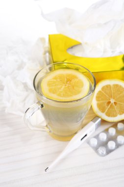 çay soğuk algınlığı, hap ve mendiller için