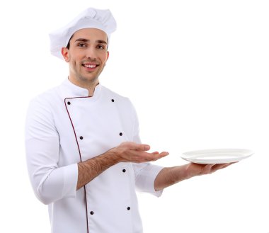 Boş tabağı olan aşçı.
