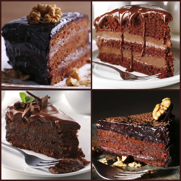 Collage av choklad desserter — Stockfoto