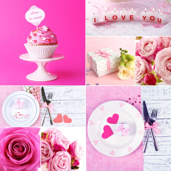 Valentinstag-Fotocollage — Stockfoto