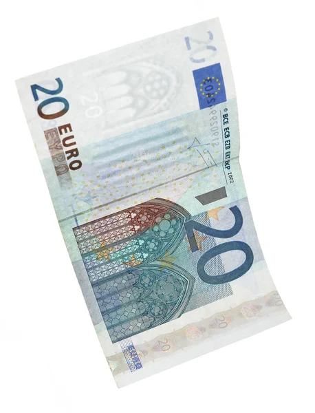 Fehér alapon izolált eurobankjegy — Stock Fotó