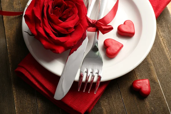 Table setting for Valentine Day — Stock Photo, Image