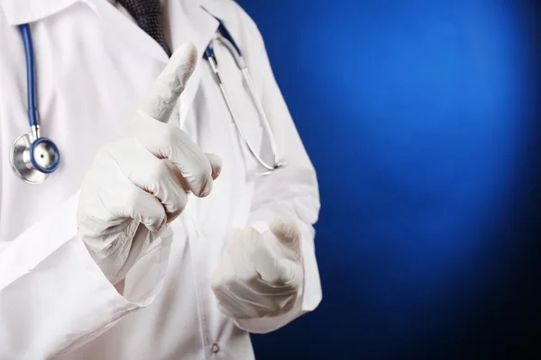 Close-up of doctor hand working with virtual screen — Stock Photo, Image