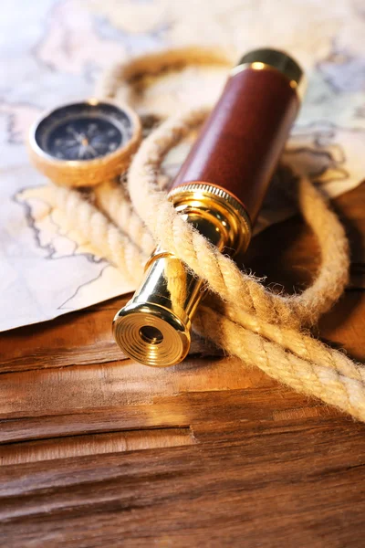 Marine still life spyglass — Stock Photo, Image