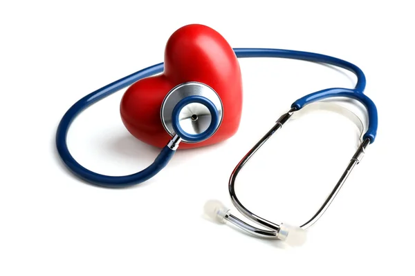 Stethoscope with heart isolated on white — Stock Photo, Image