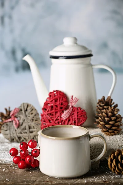 Winter composition with hot beverage — Stock Photo, Image