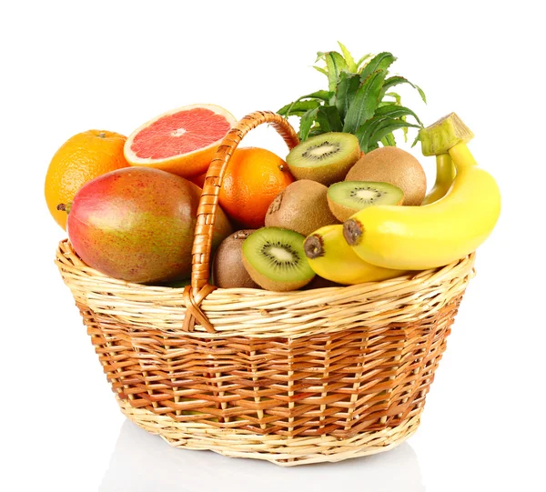 Assortment of fruits in basket — Stock Photo, Image