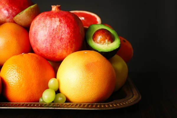 Assortment of fruits on table, close-up — Stock Photo, Image