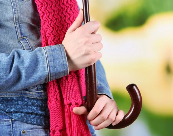 Girl with umbrella outdoors — Stock Photo, Image