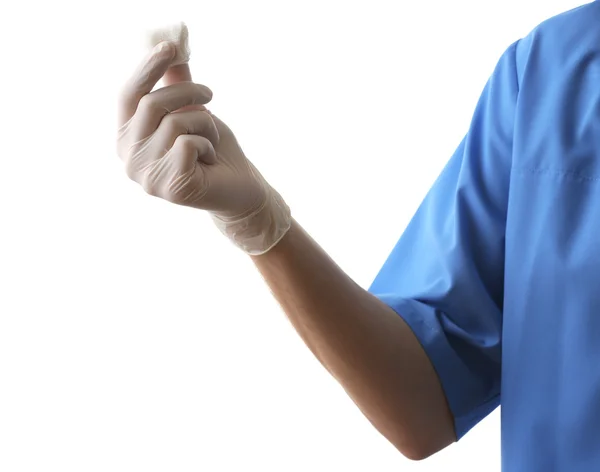 Doctor hand holding cheesecloth — Stock Photo, Image