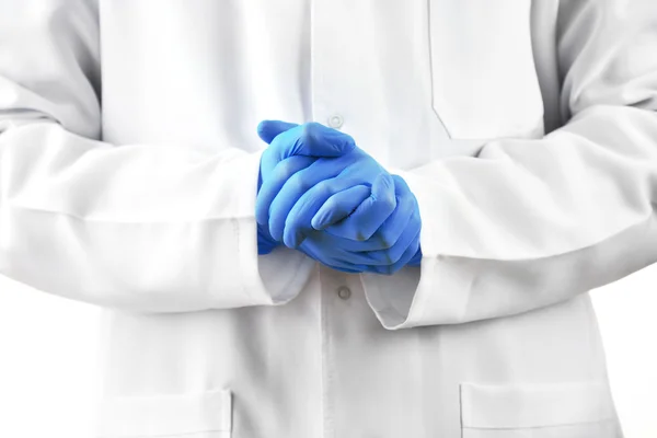 Doctor hands in sterile gloves — Stock Photo, Image