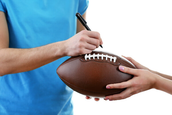 Автографы звезды американского футбола
