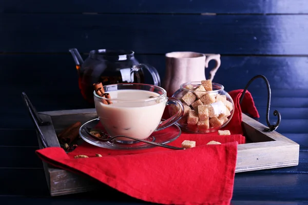 Black tea with milk — Stock Photo, Image