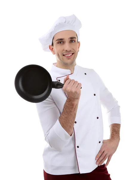 Chef-kok met pan in hand — Stockfoto
