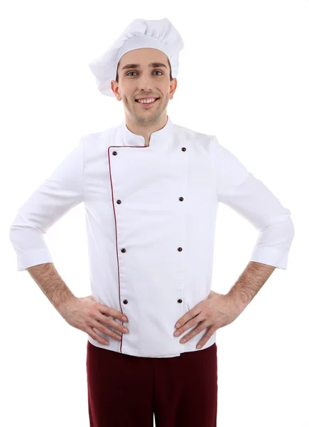 Chef masculino en blanco — Foto de Stock