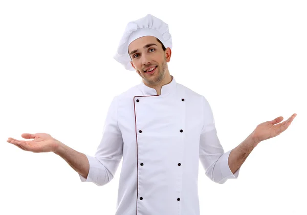 Kucharz mężczyzna na białym tle — Zdjęcie stockowe