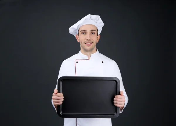 Chef with oven pan — Stock Photo, Image