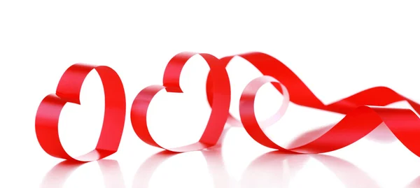 Red hearts ribbons — Stock Photo, Image