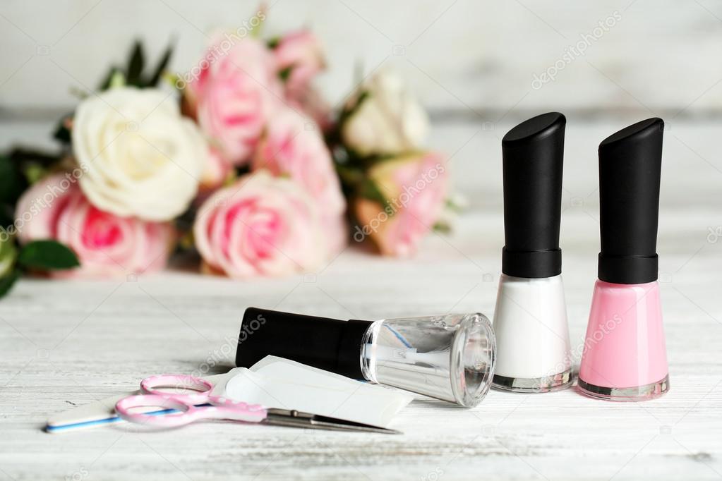 French manicure set with white polish