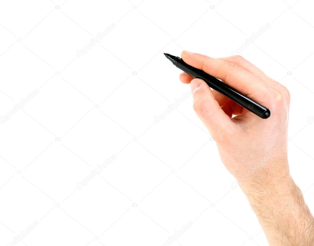 Male hand with black marker