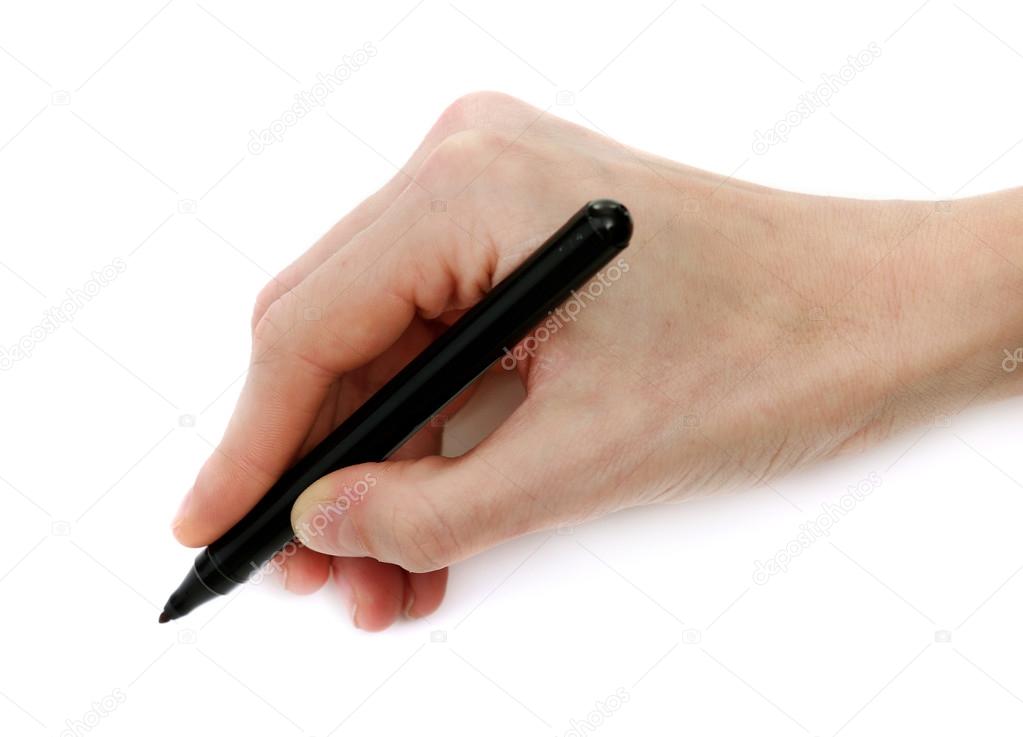 Male hand with black marker