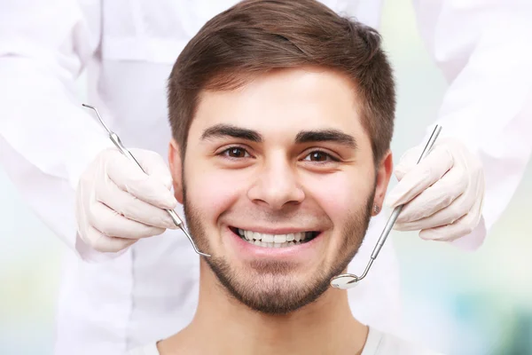 Examine of  man by dentist — Stock Photo, Image