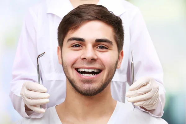 Examine of  man by dentist — Stock Photo, Image