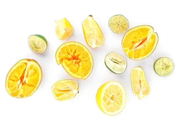 Squeezed citrus fruits isolated on white — Stock Photo, Image