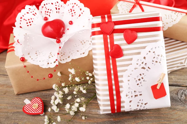 Handmade gifts on Valentine Day — Stock Photo, Image